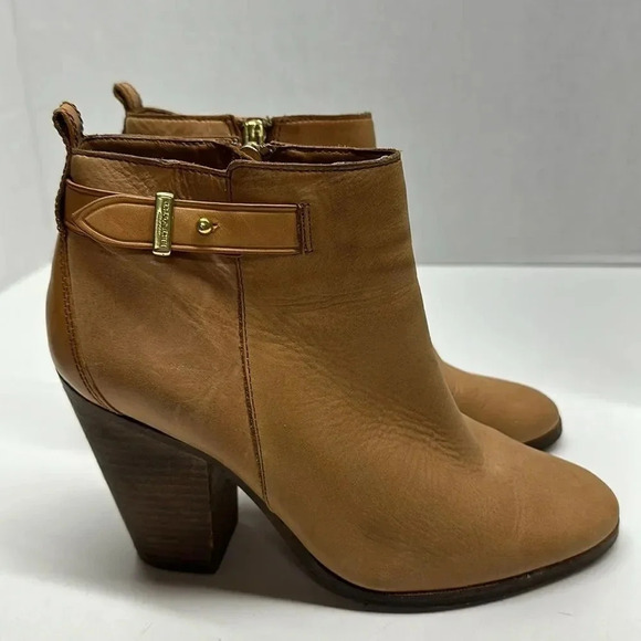 Coach Hewes Leather High Heeled Ankle Booties Boots Tan Brown Size 8 - Picture 4 of 13
